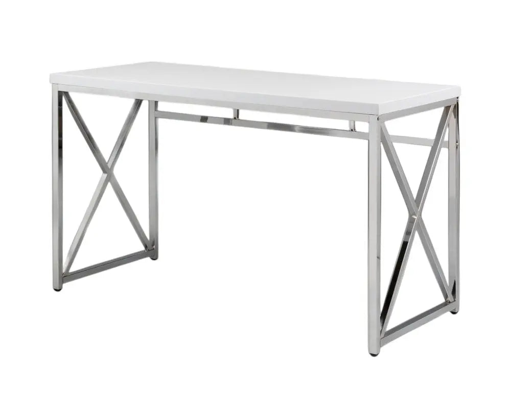47" White and Silver Wood and Metal Computer Desk HomeRoots