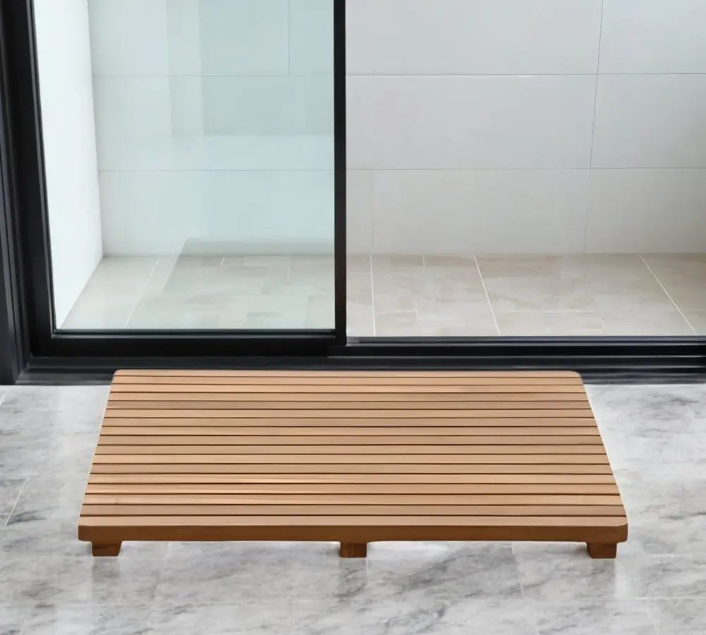 Natural Teak 24" Square Shower Mat HomeRoots