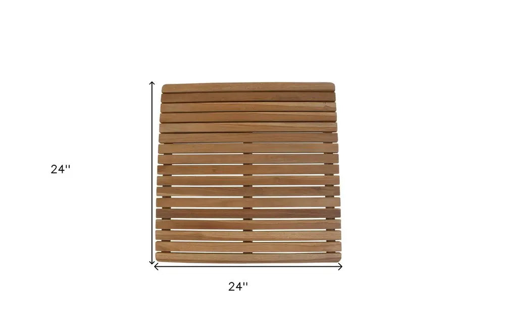 Natural Teak 24" Square Shower Mat HomeRoots