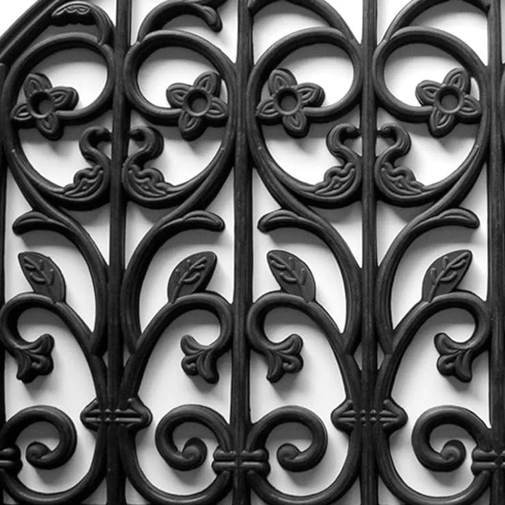 24" X 36" Black Rubber Scrollwork Outdoor Semi Circle Door Mat HomeRoots