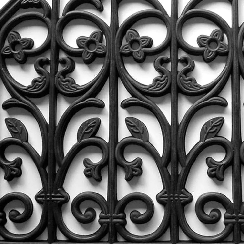 24" X 36" Black Rubber Scrollwork Outdoor Semi Circle Door Mat HomeRoots