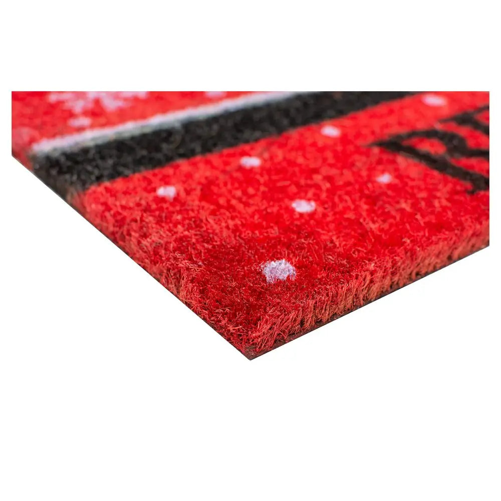 17" X 29" Red Black and White Coir Snowflake Believe Outdoor Christmas Door Mat HomeRoots