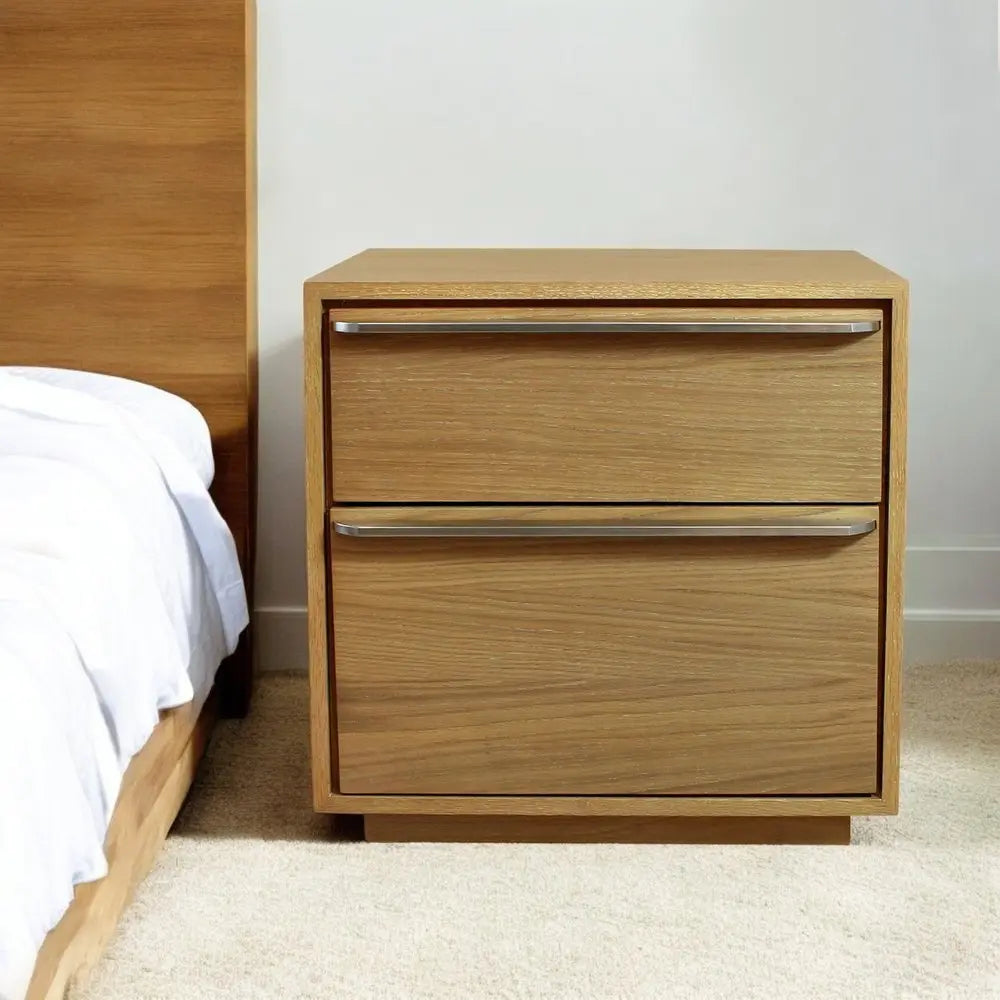 24" Natural Solid and Manufactured Wood Two Drawer Nightstand HomeRoots
