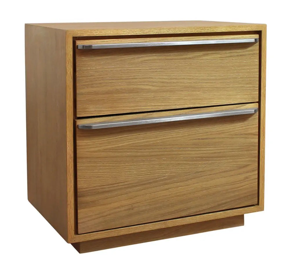 24" Natural Solid and Manufactured Wood Two Drawer Nightstand HomeRoots