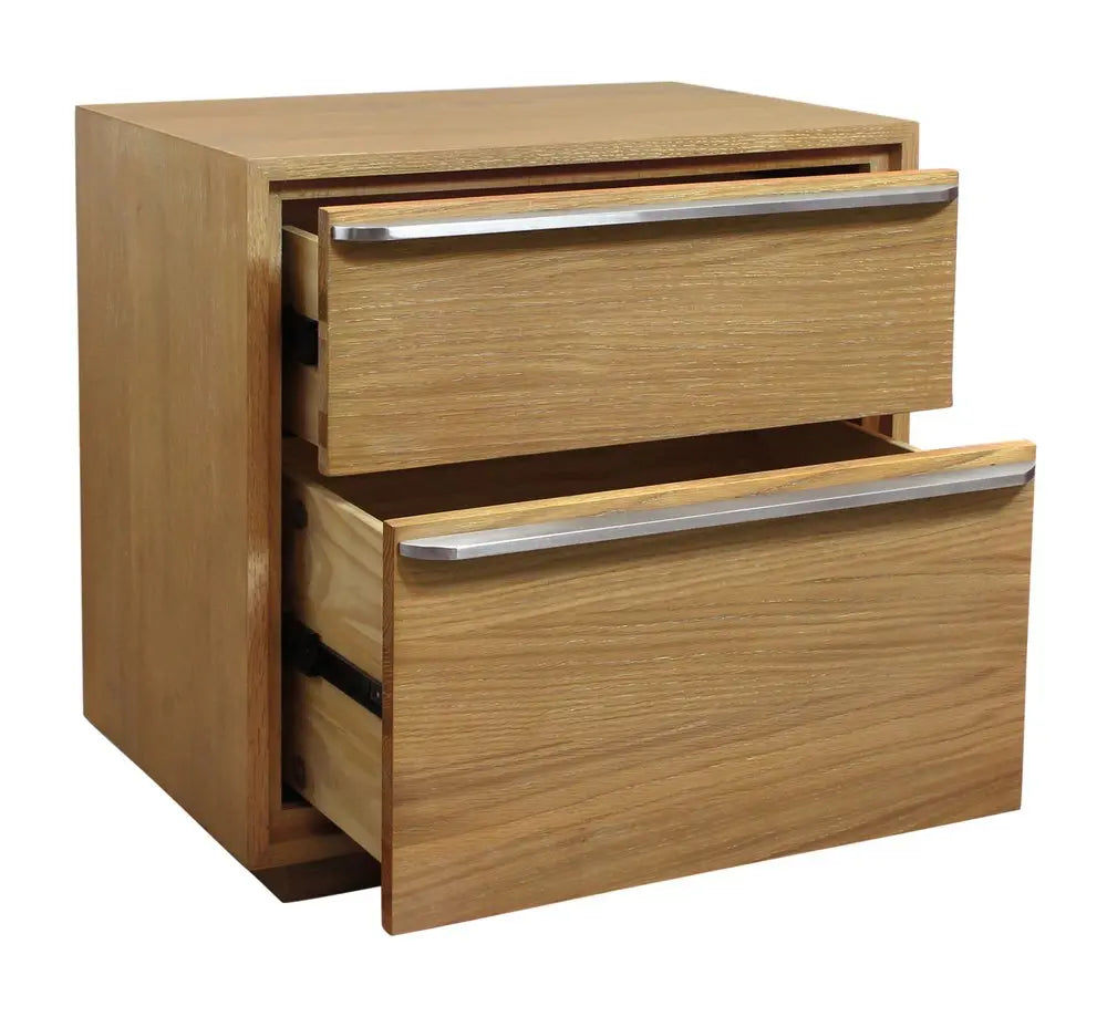 24" Natural Solid and Manufactured Wood Two Drawer Nightstand HomeRoots