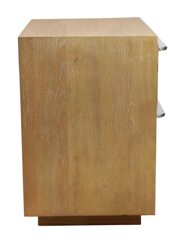 24" Natural Solid and Manufactured Wood Two Drawer Nightstand HomeRoots