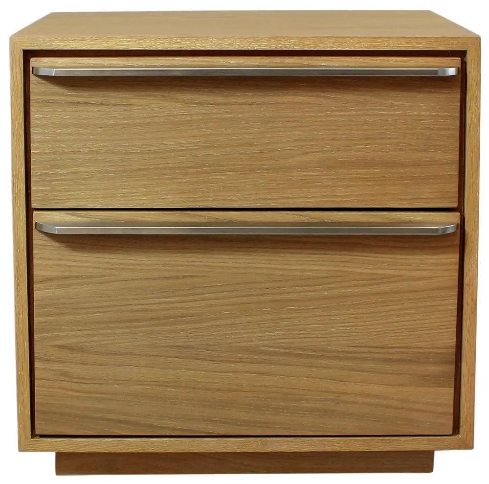 24" Natural Solid and Manufactured Wood Two Drawer Nightstand HomeRoots