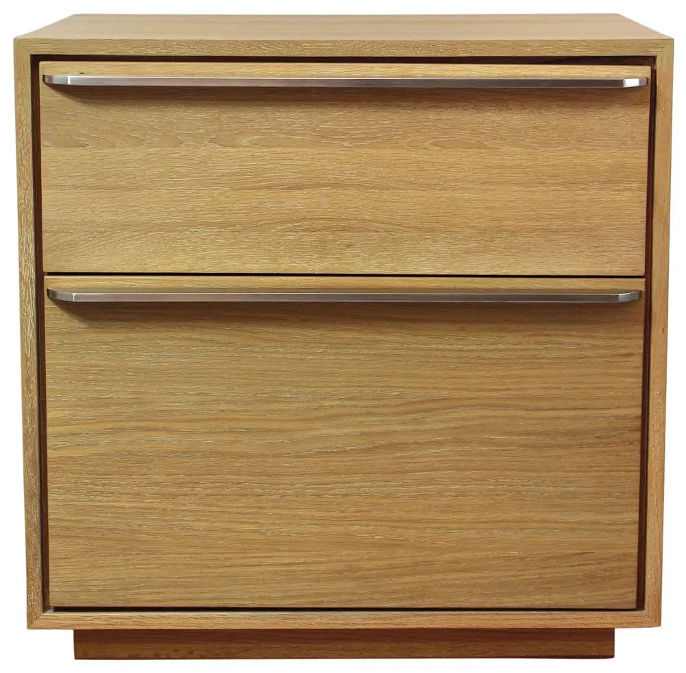 28" Natural Solid and Manufactured Wood Two Drawer Nightstand HomeRoots