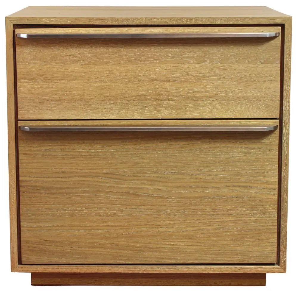 28" Natural Solid and Manufactured Wood Two Drawer Nightstand HomeRoots