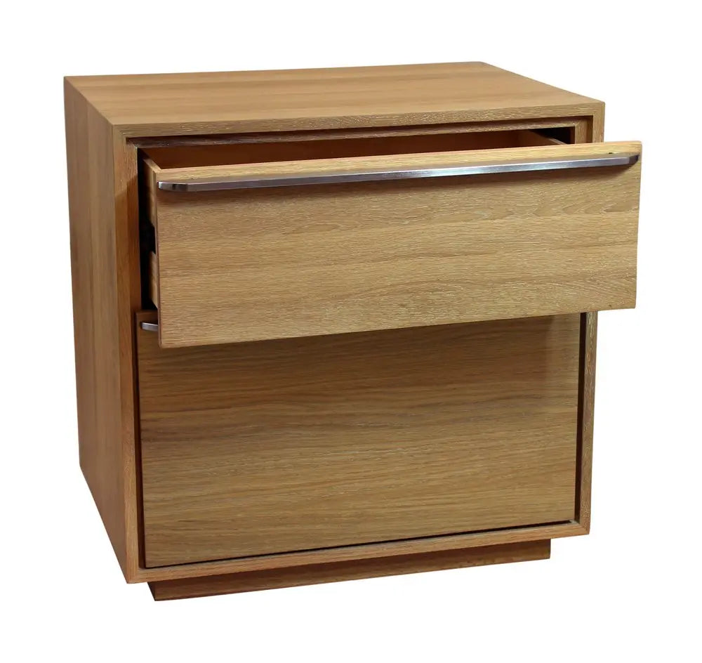 28" Natural Solid and Manufactured Wood Two Drawer Nightstand HomeRoots