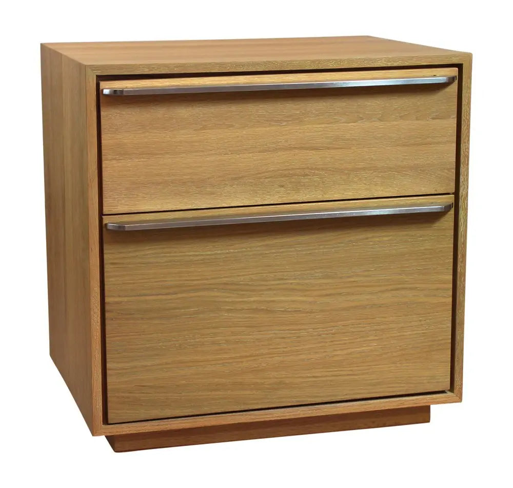 28" Natural Solid and Manufactured Wood Two Drawer Nightstand HomeRoots