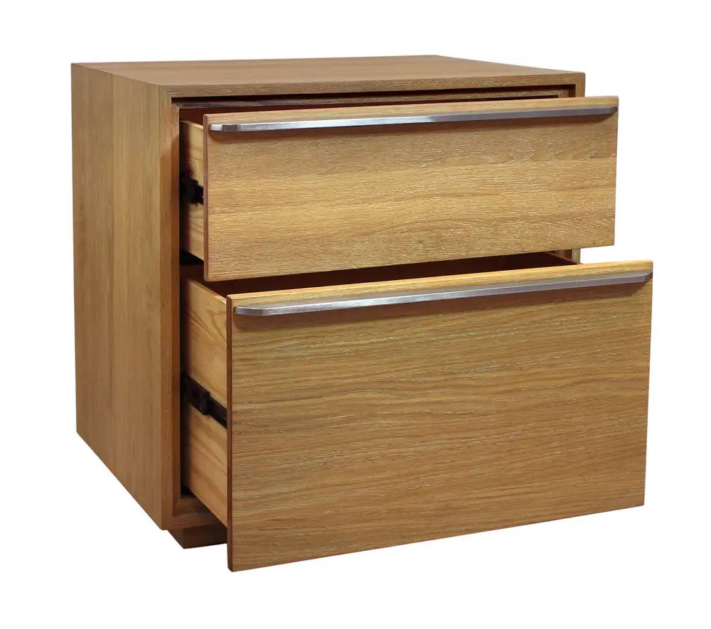 28" Natural Solid and Manufactured Wood Two Drawer Nightstand HomeRoots