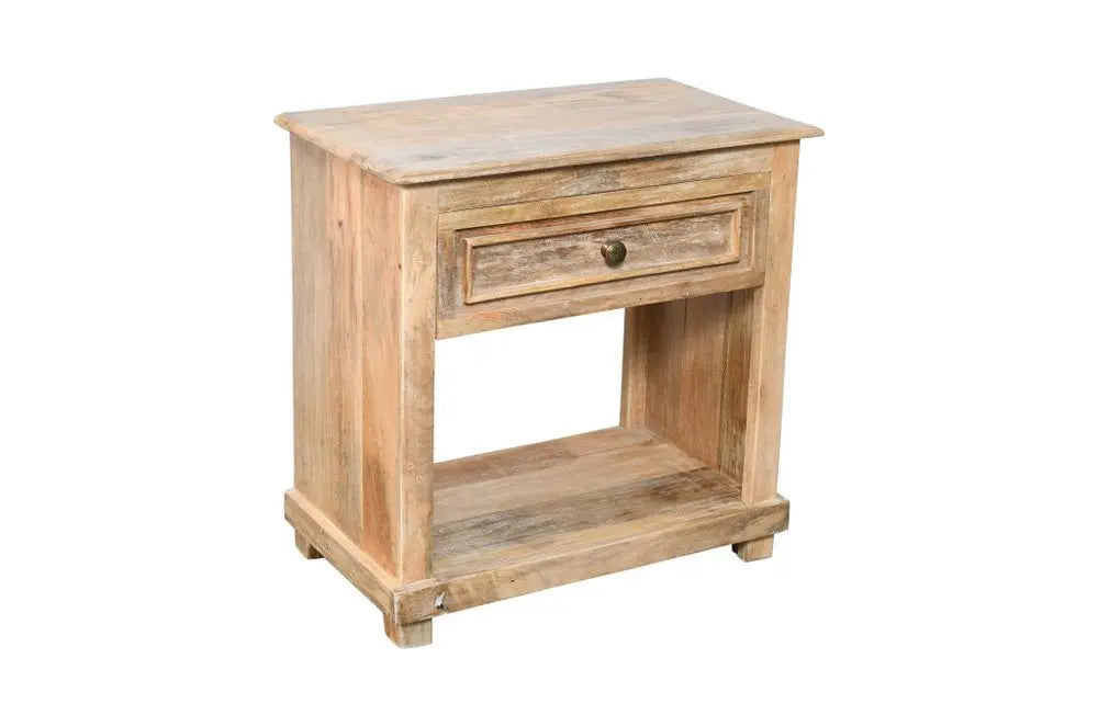 28" Distressed Natural One Drawer Solid Wood Nightstand HomeRoots