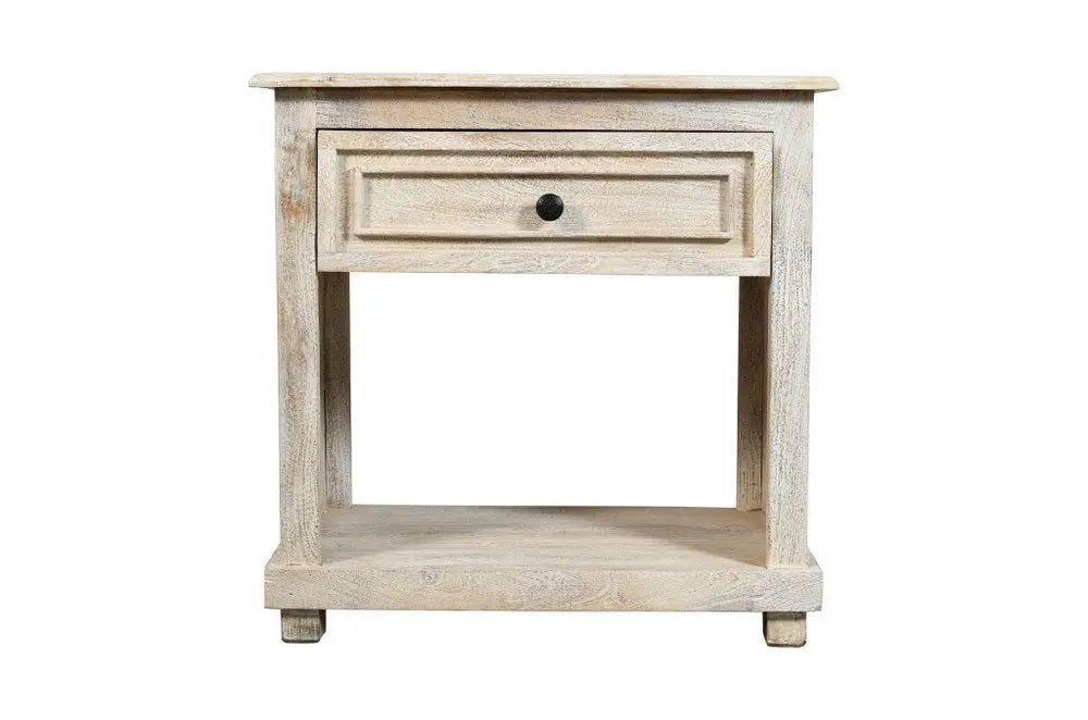 28" White Solid Wood Distressed One Drawer Nightstand HomeRoots