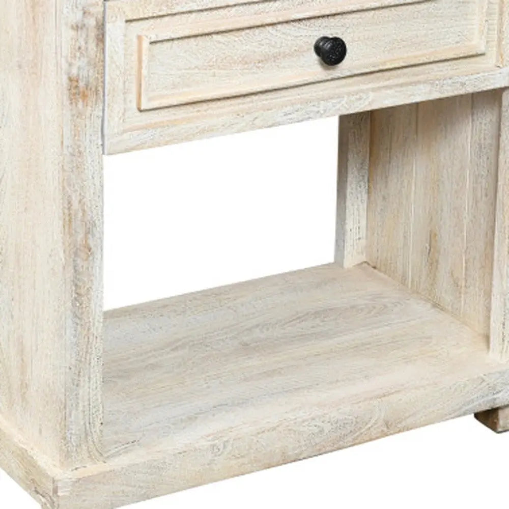 28" White Solid Wood Distressed One Drawer Nightstand HomeRoots