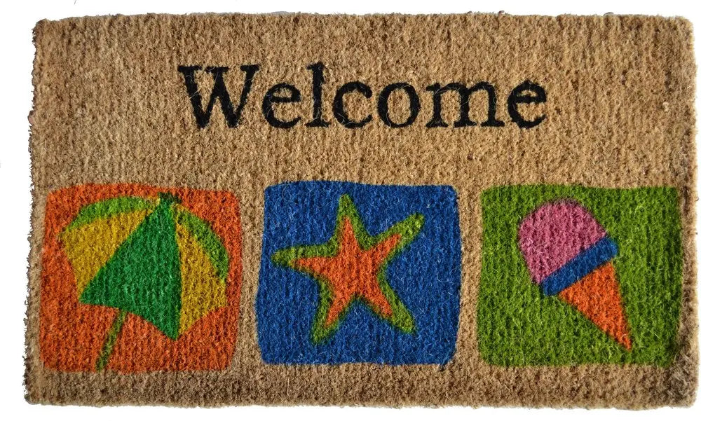 18" X 30" Brown Coir Star Welcome Outdoor Summer Door Mat HomeRoots