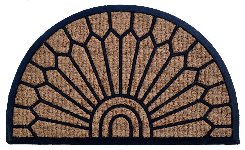 18" X 30" Brown and Black Rubber Geometric Outdoor Semi Circle Door Mat HomeRoots