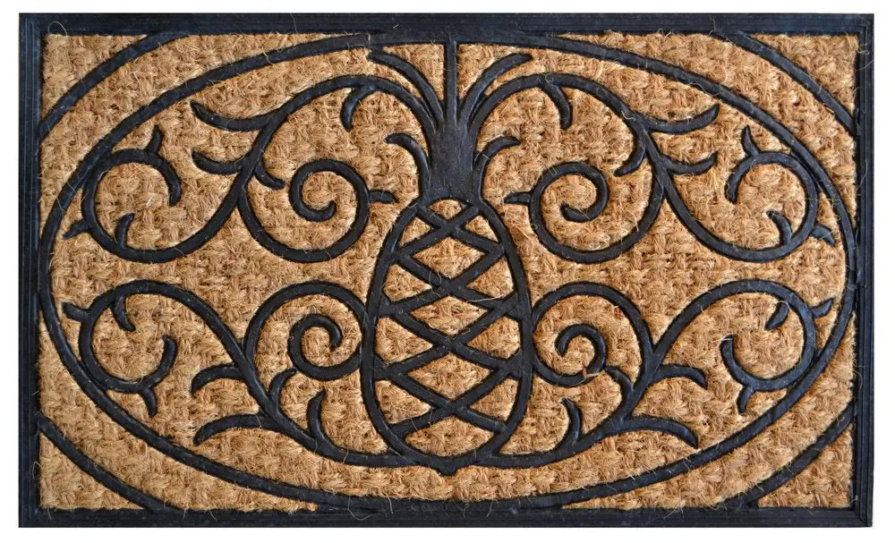 18" X 30" Brown and Black Rubber Pineapple Outdoor Door Mat HomeRoots