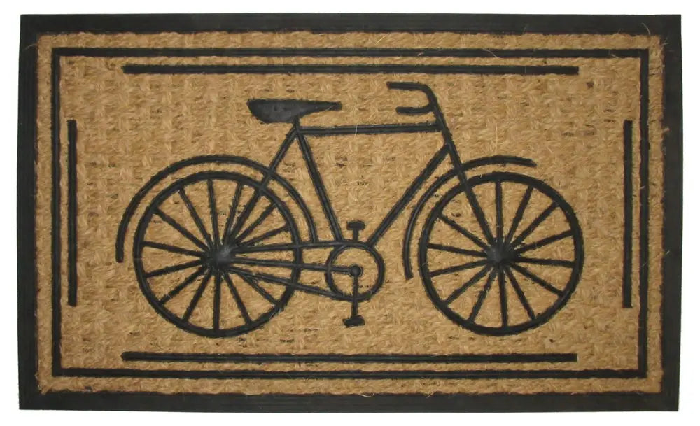18" X 30" Brown and Black Rubber And Coir Bicycle Outdoor Door Mat HomeRoots