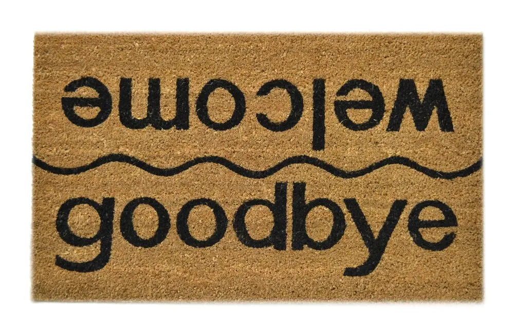18" X 30" Brown and Black Coir Welcome Good Bye Outdoor Door Mat HomeRoots
