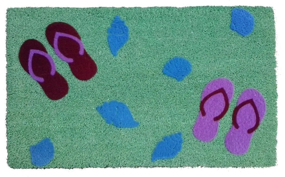 18" X 30" Green Coir Flip Flop Outdoor Door Mat HomeRoots