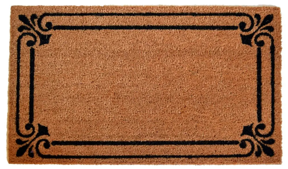 18" X 30" Brown and Black Coir Scrollwork Outdoor Door Mat HomeRoots