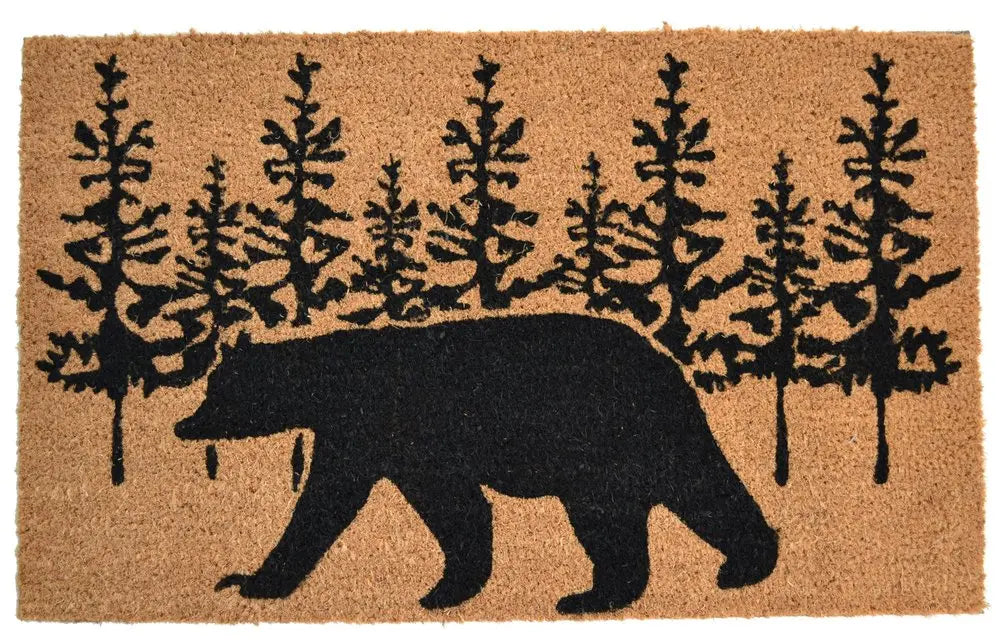 18" X 30" Brown and Black Coir Bear Outdoor Fall Door Mat HomeRoots