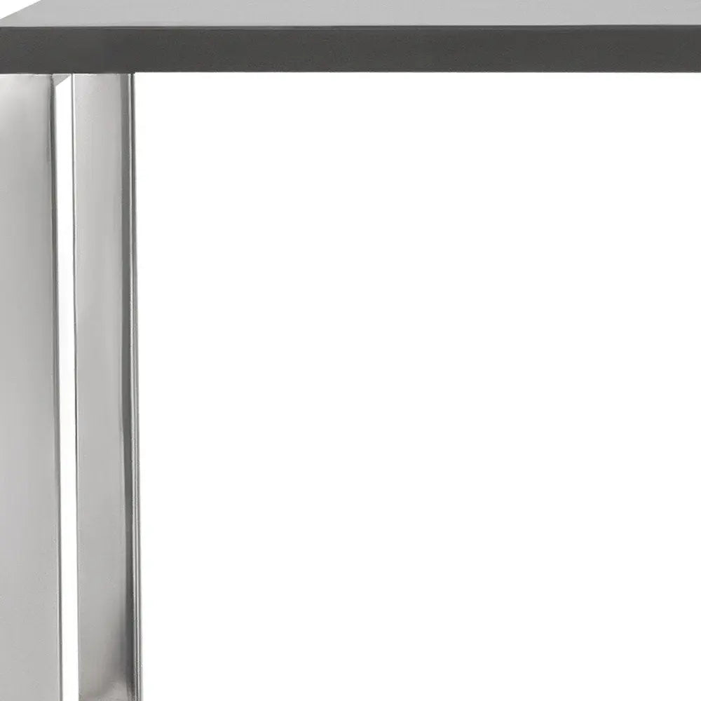 47" Gray and Silver Wood and Stainless Steel Sled Writing Desk HomeRoots