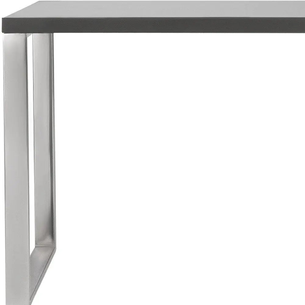 47" Gray and Silver Wood and Stainless Steel Sled Writing Desk HomeRoots
