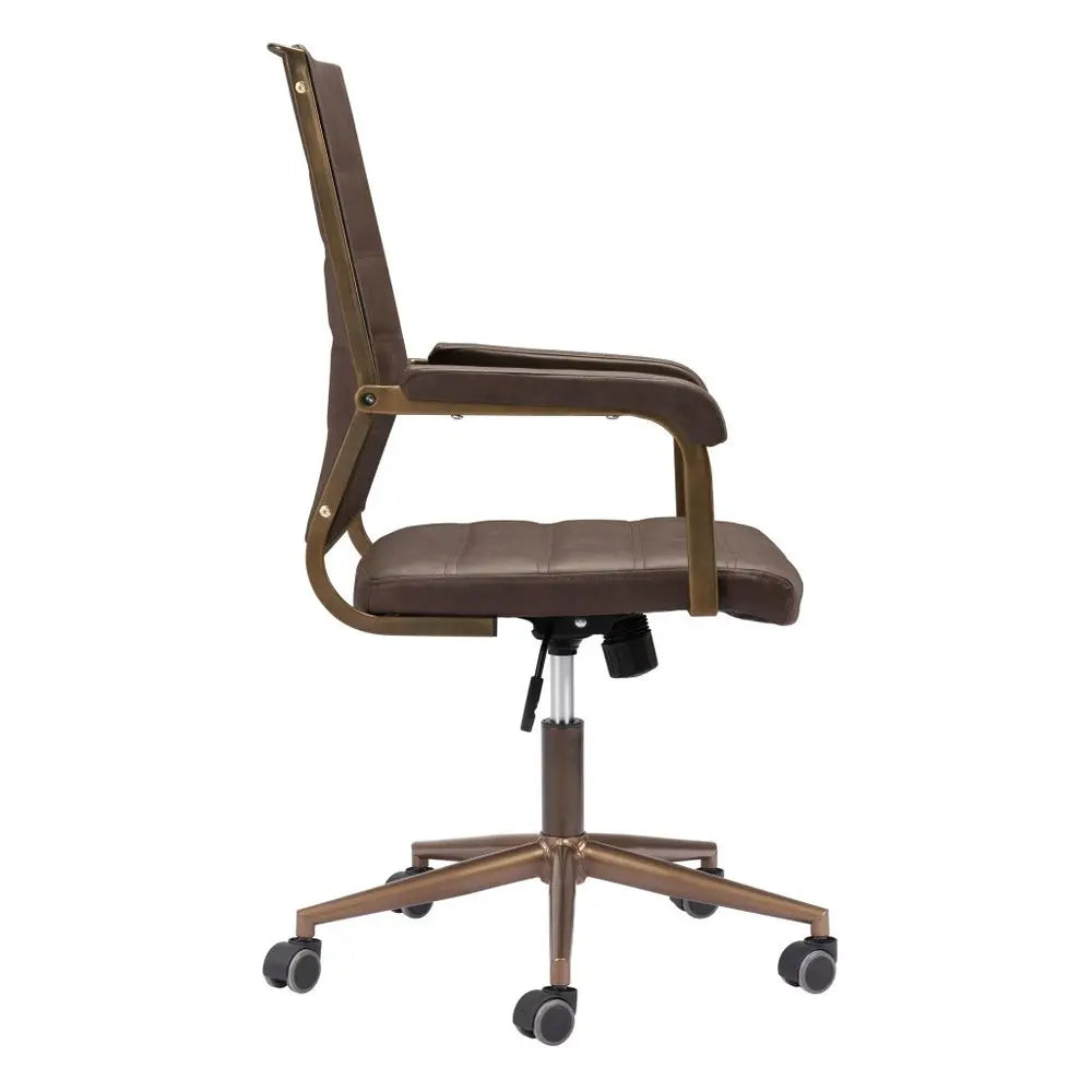 Espresso and Bronze Adjustable Height Swivel Rolling Office Chair HomeRoots