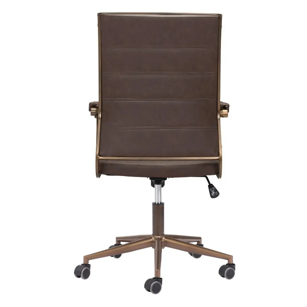 Espresso and Bronze Adjustable Height Swivel Rolling Office Chair HomeRoots