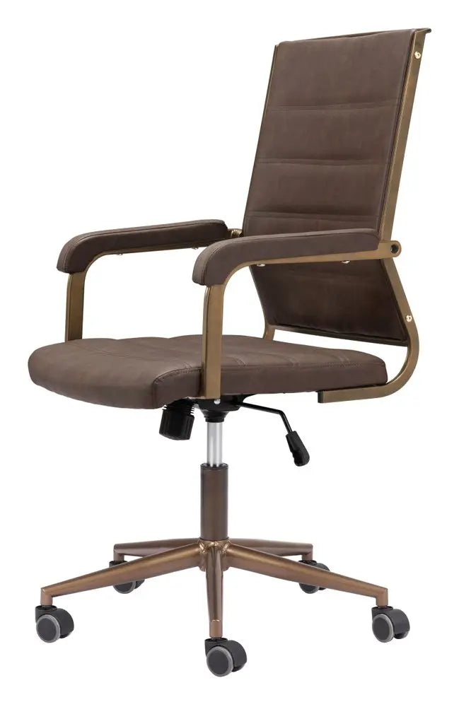 Espresso and Bronze Adjustable Height Swivel Rolling Office Chair HomeRoots