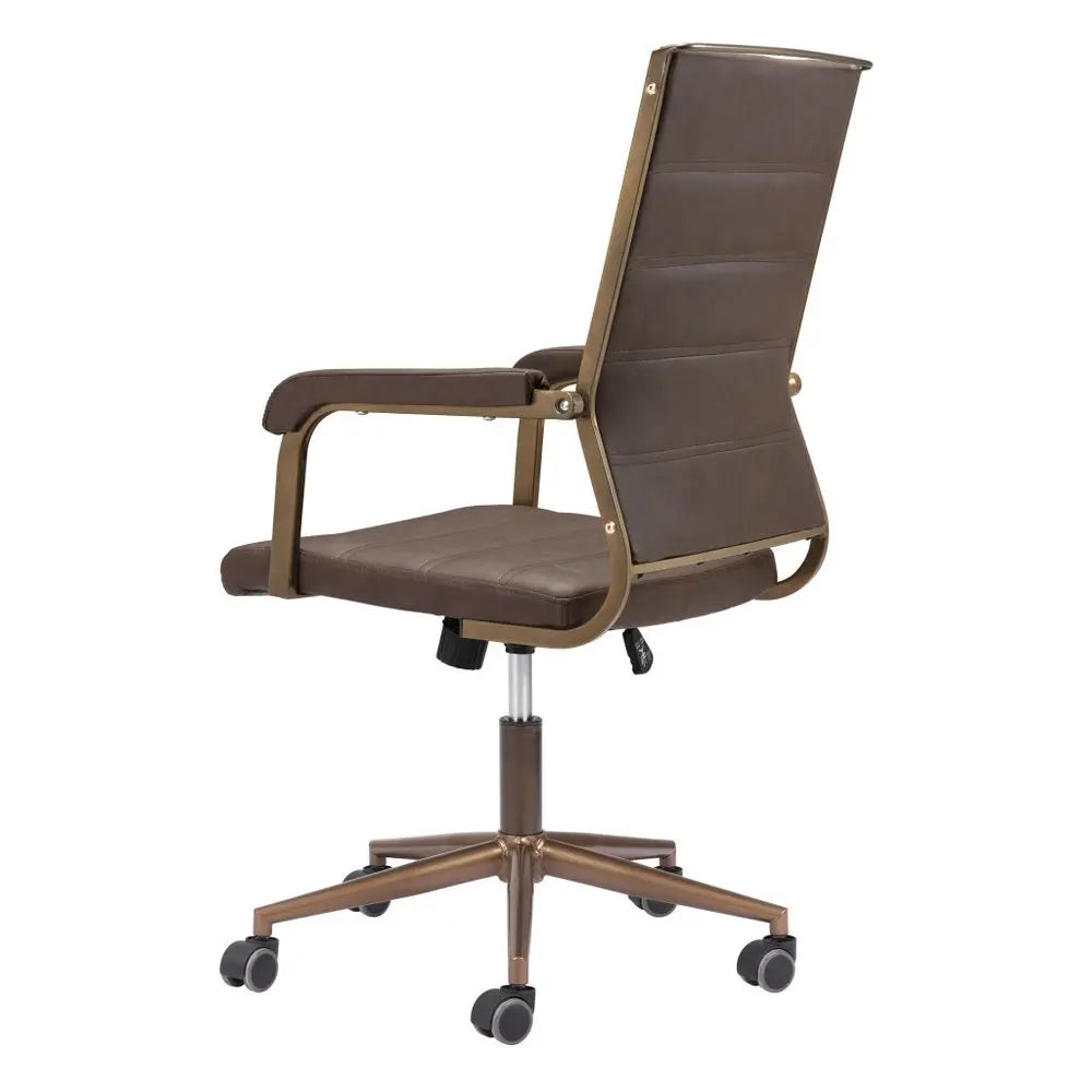 Espresso and Bronze Adjustable Height Swivel Rolling Office Chair HomeRoots