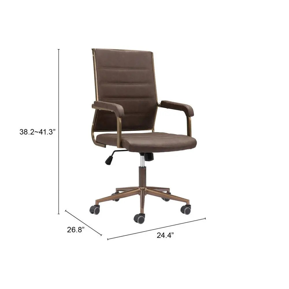 Espresso and Bronze Adjustable Height Swivel Rolling Office Chair HomeRoots