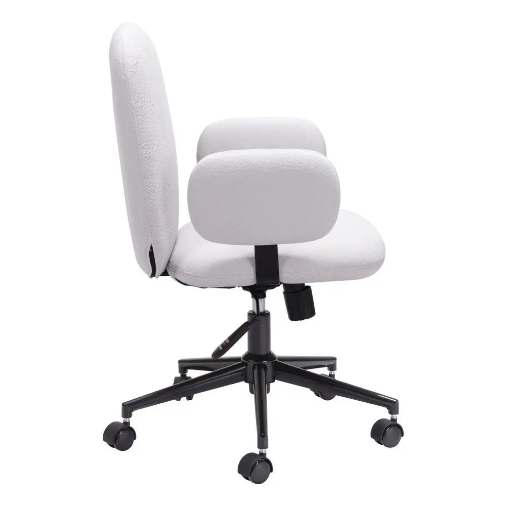 Beige and Black Adjustable Height Swivel Rolling Office Chair