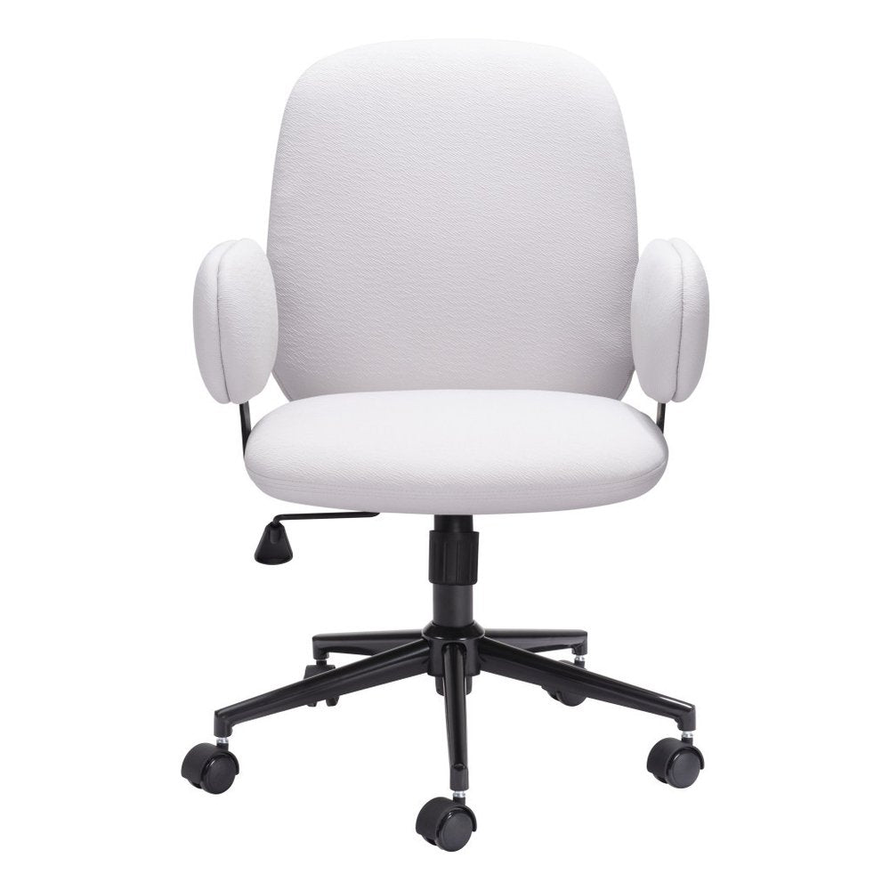 Beige and Black Adjustable Height Swivel Rolling Office Chair
