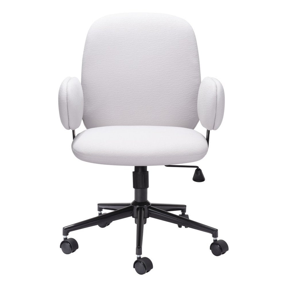 Beige and Black Adjustable Height Swivel Rolling Office Chair