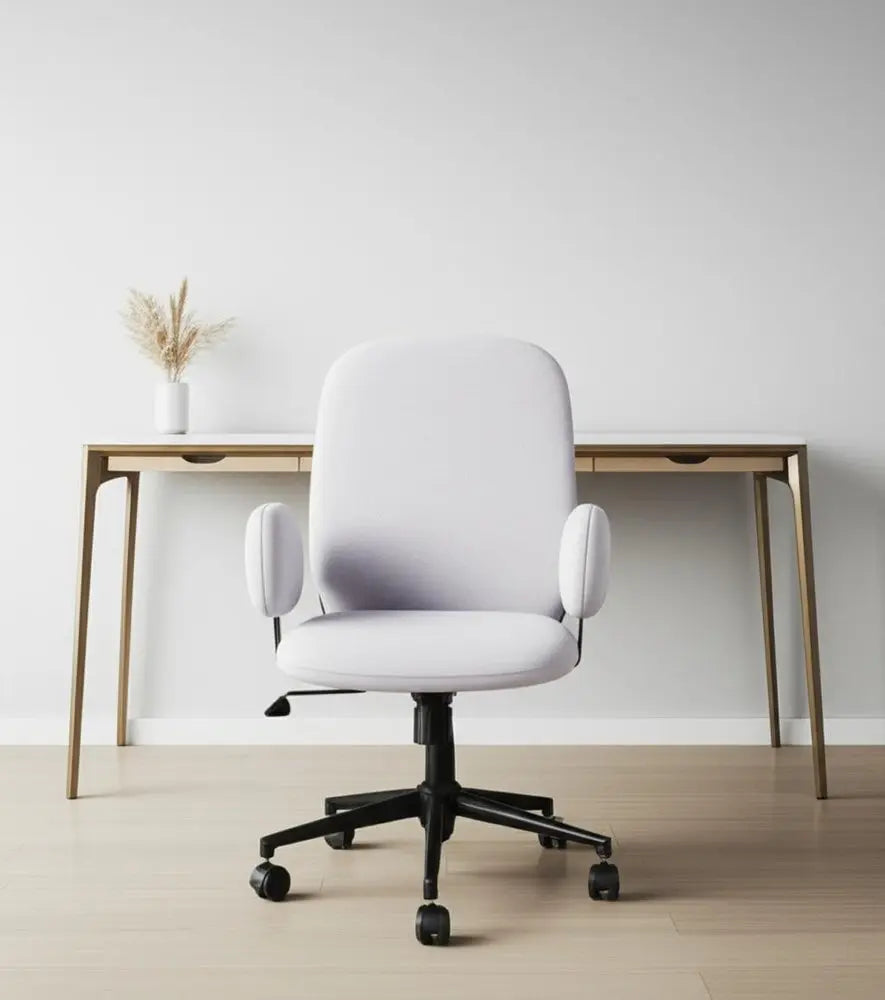 Beige and Black Adjustable Height Swivel Rolling Office Chair