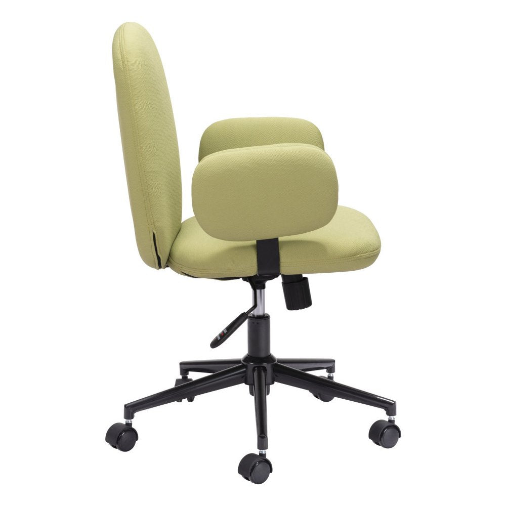 Green and Black Adjustable Height Swivel Rolling Office Chair