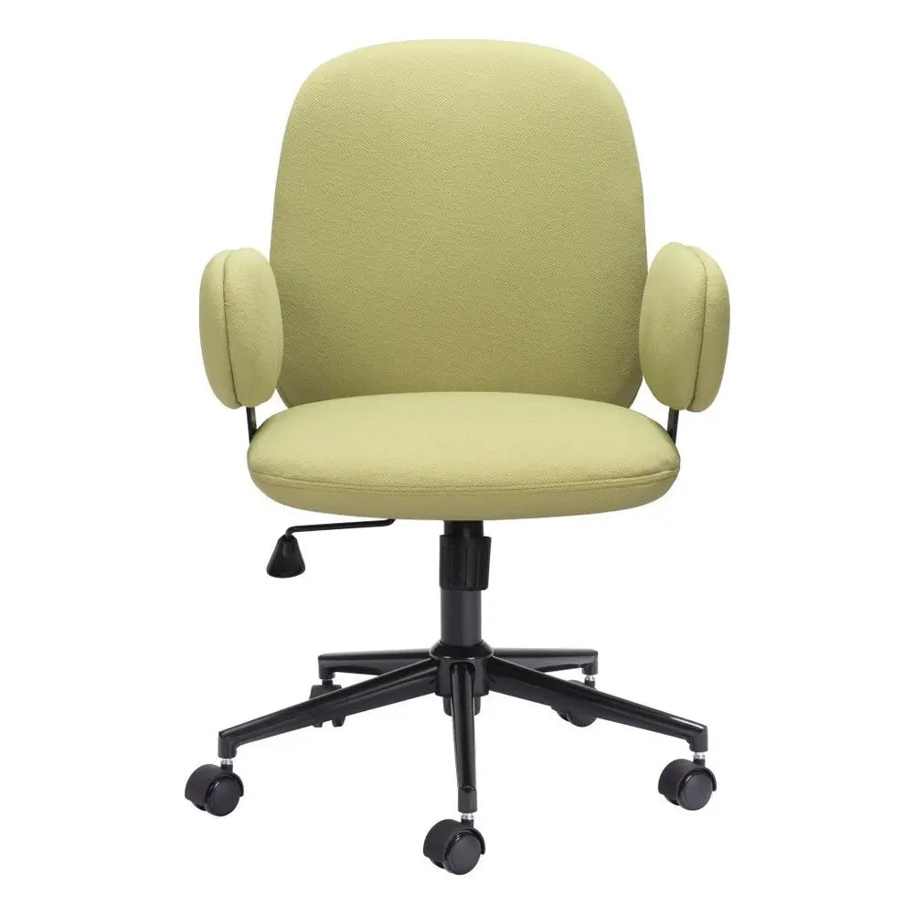 Green and Black Adjustable Height Swivel Rolling Office Chair
