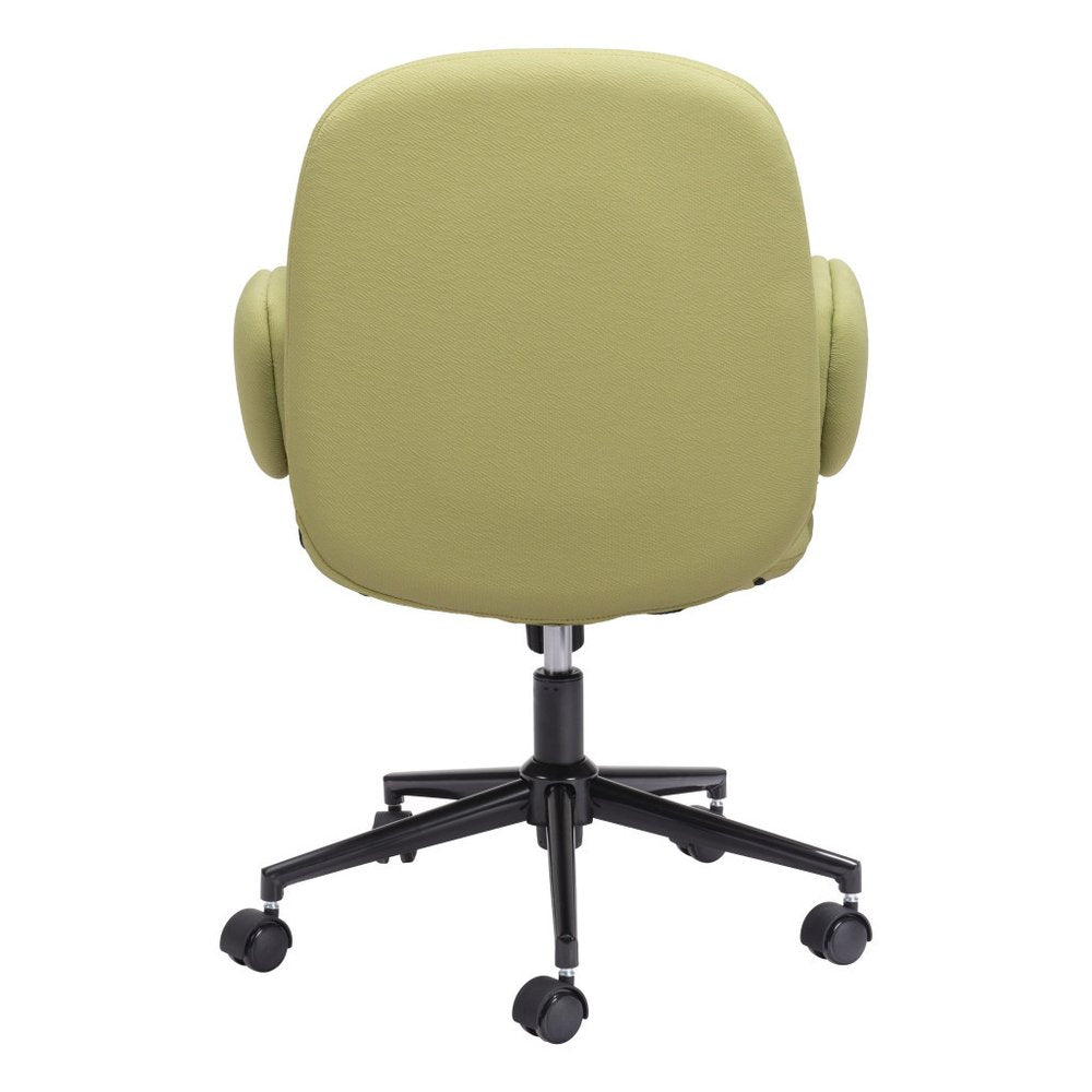Green and Black Adjustable Height Swivel Rolling Office Chair