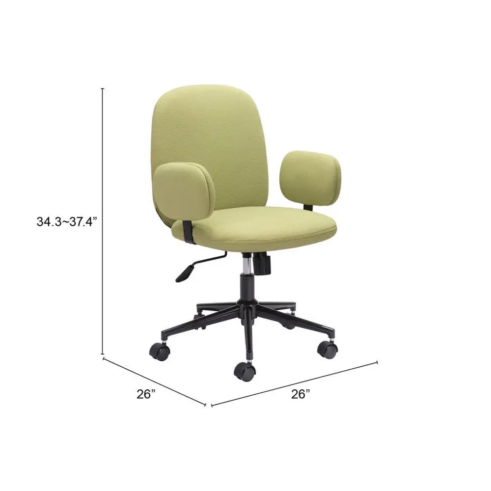 Green and Black Adjustable Height Swivel Rolling Office Chair