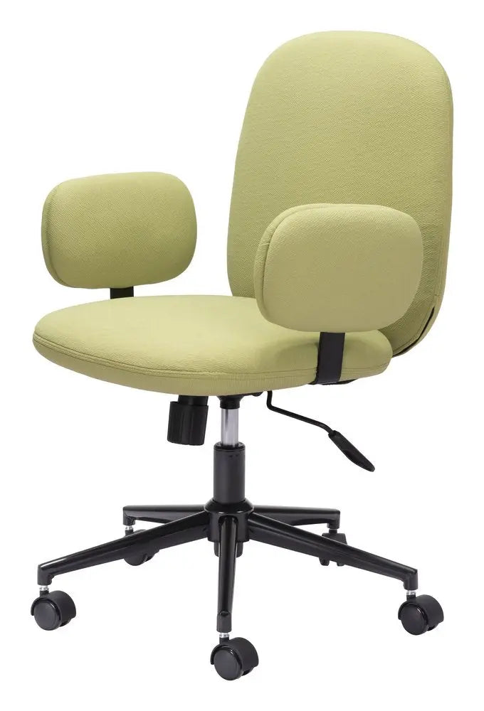 Green and Black Adjustable Height Swivel Rolling Office Chair