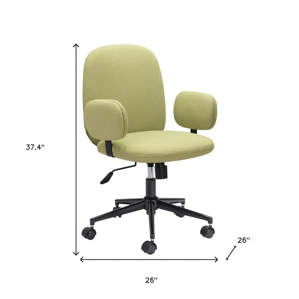 Green and Black Adjustable Height Swivel Rolling Office Chair
