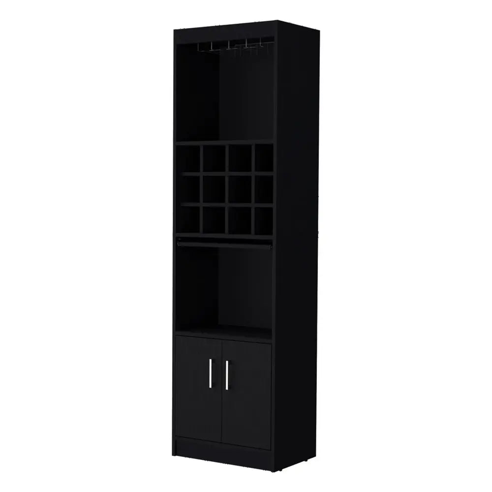 71" Black Wood Bar Cabinet With Two Doors HomeRoots