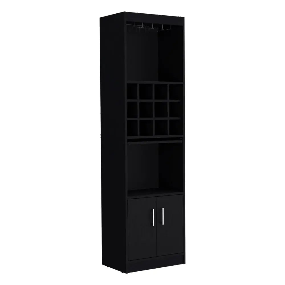 71" Black Wood Bar Cabinet With Two Doors HomeRoots