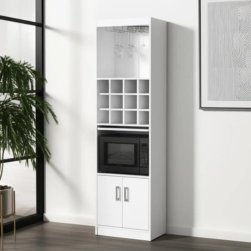 71" White Wood Bar Cabinet With Two Doors HomeRoots