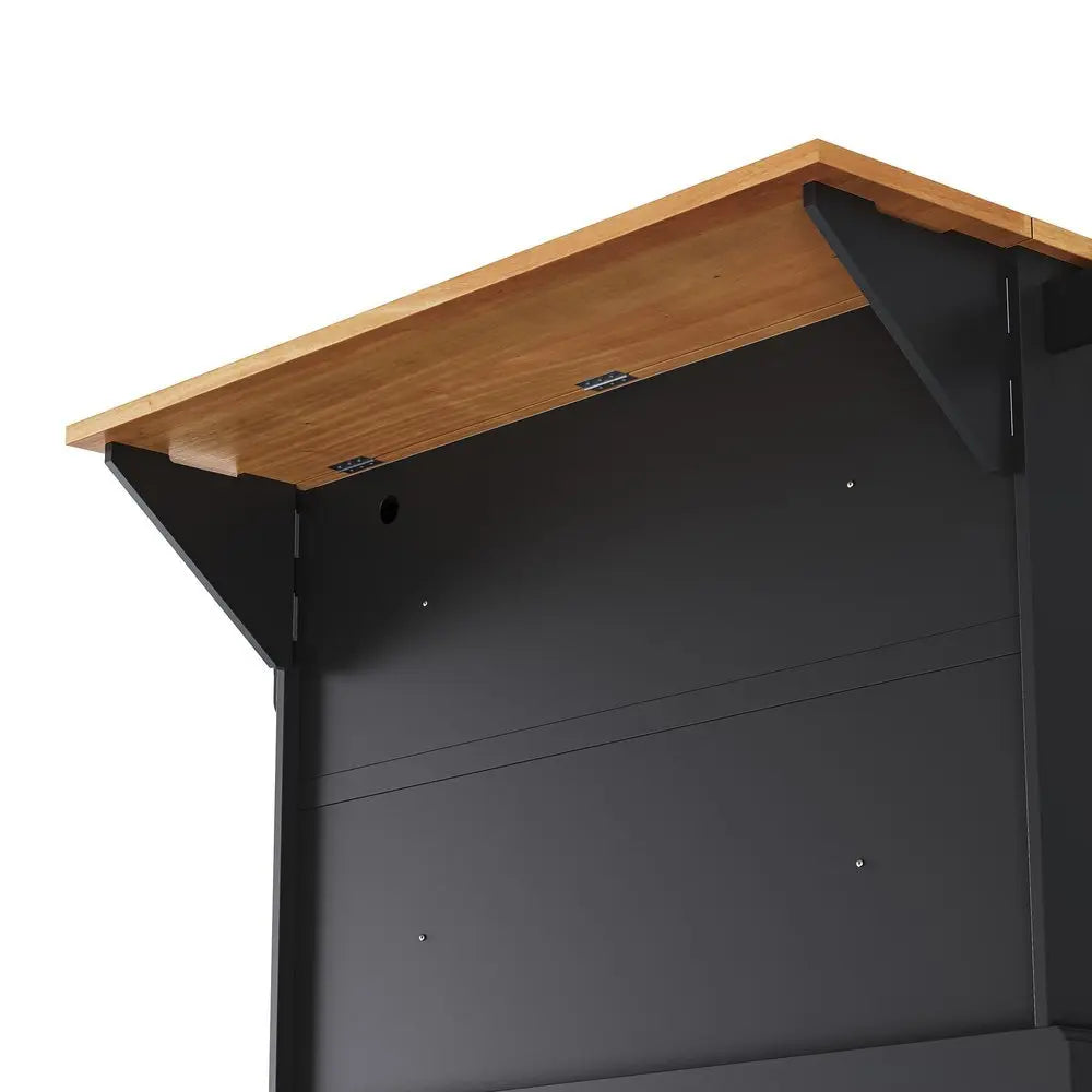 56" Black Wood Barn Door Rolling Kitchen Island - NOVA HOME FURNITURE