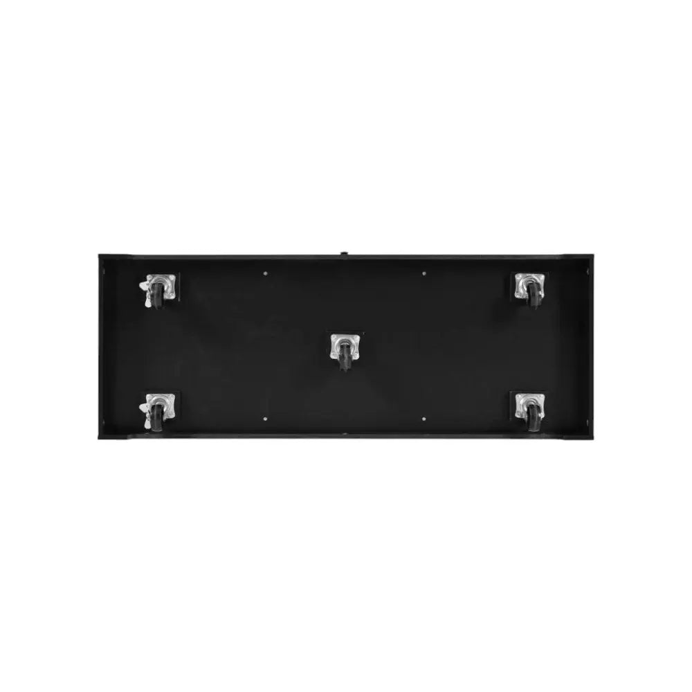 56" Black Wood Barn Door Rolling Kitchen Island With Storage With USB - NOVA HOME FURNITURE