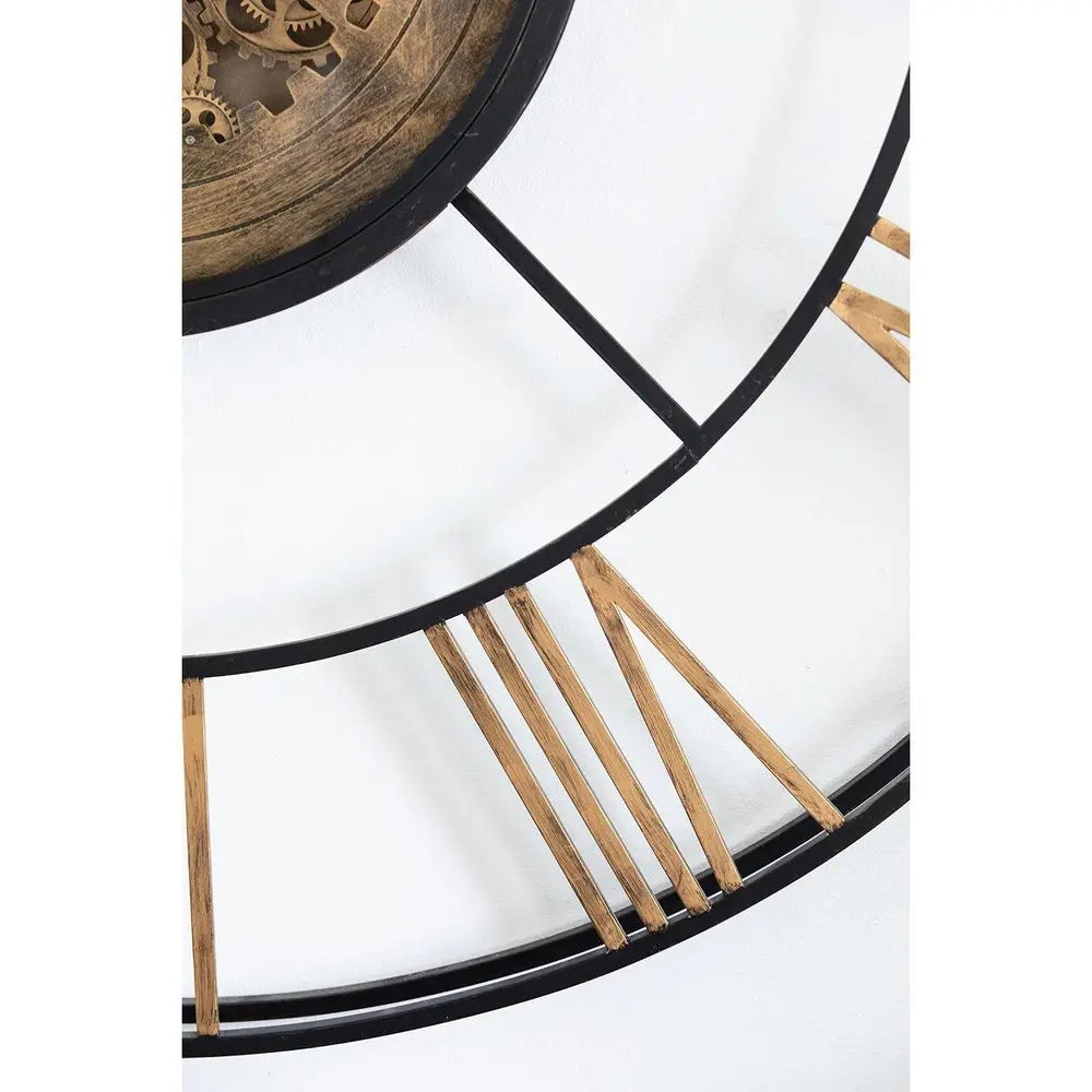 56" Circle Copper Metal and Glass Analog Exposed Gear Wall Clock - NOBLE HOME INTERIORS